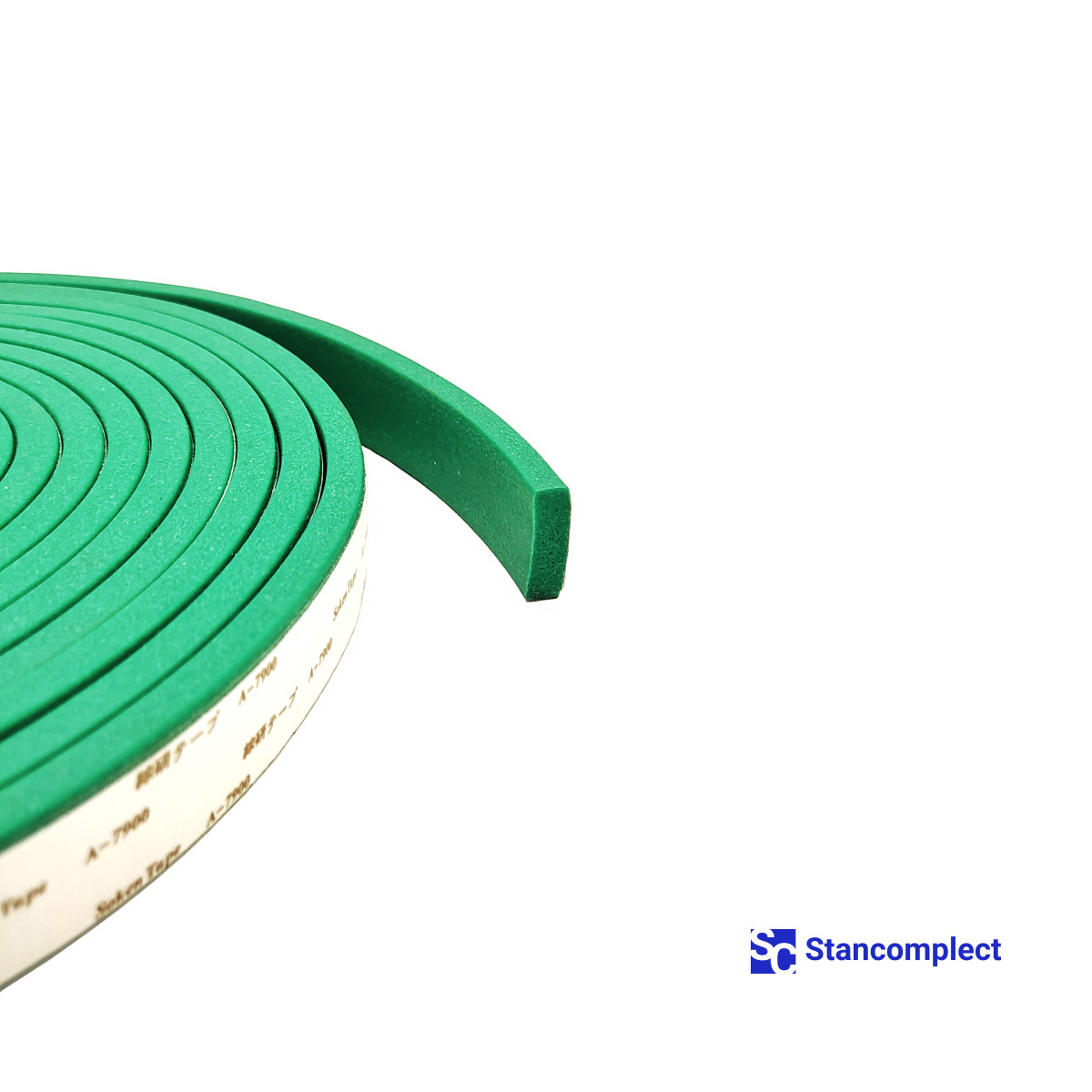 Adhesive-backed pressure beam rubber 6x20 mm green (5 m roll) for CNC beam saws